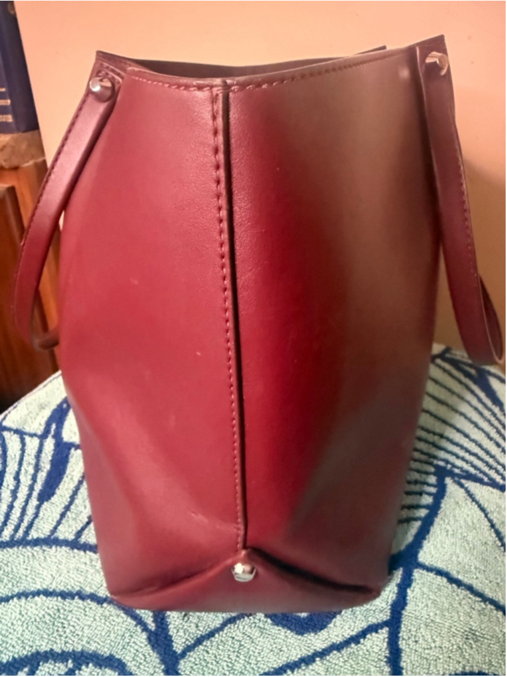 Women's Michael Kors Zena Burgundy Tote Bag - Picture 7 of 8
